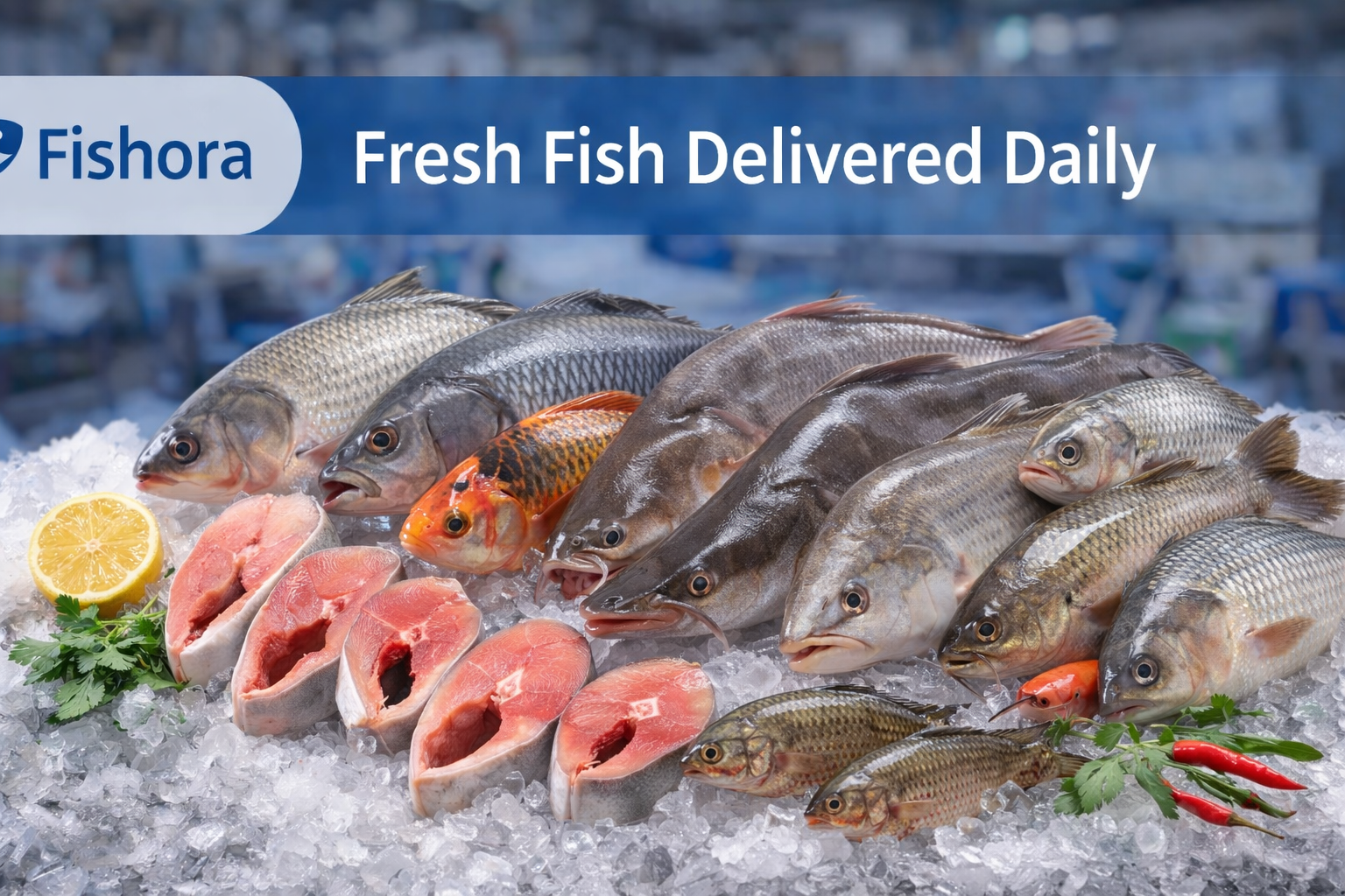 Fresh fish on ice